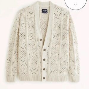 Abercrombie & Fitch Cream Knit Cardigan Size Small Grandpacore